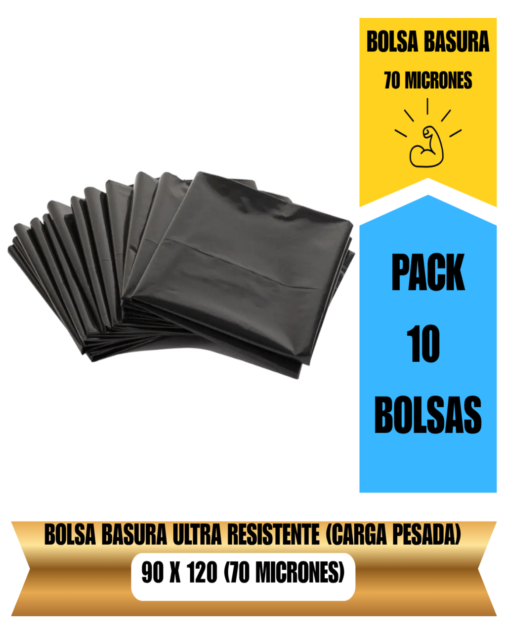Bolsa de basura 90x120 cm en pack de 10 unidades – DeltaBuy