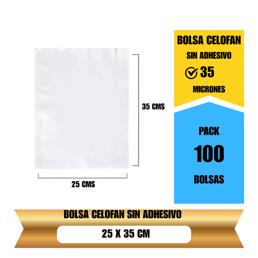 Bolsa celofán transparente 25x35 cm sin adhesivo para embalaje