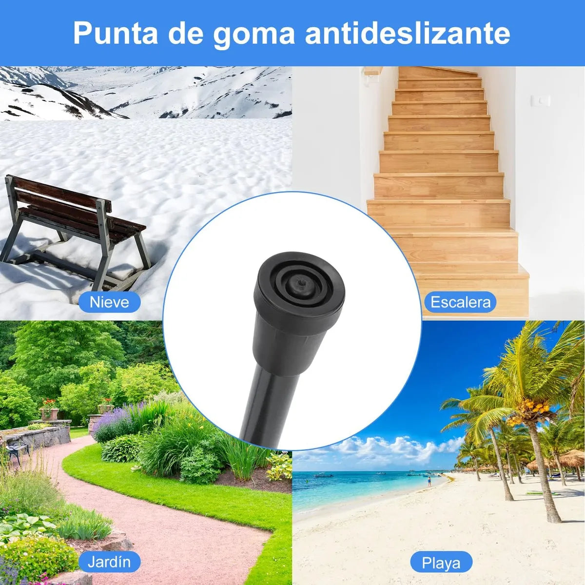 Bastón Ortopédico Plegable De Aluminio Portátil - Deltabuy Negro