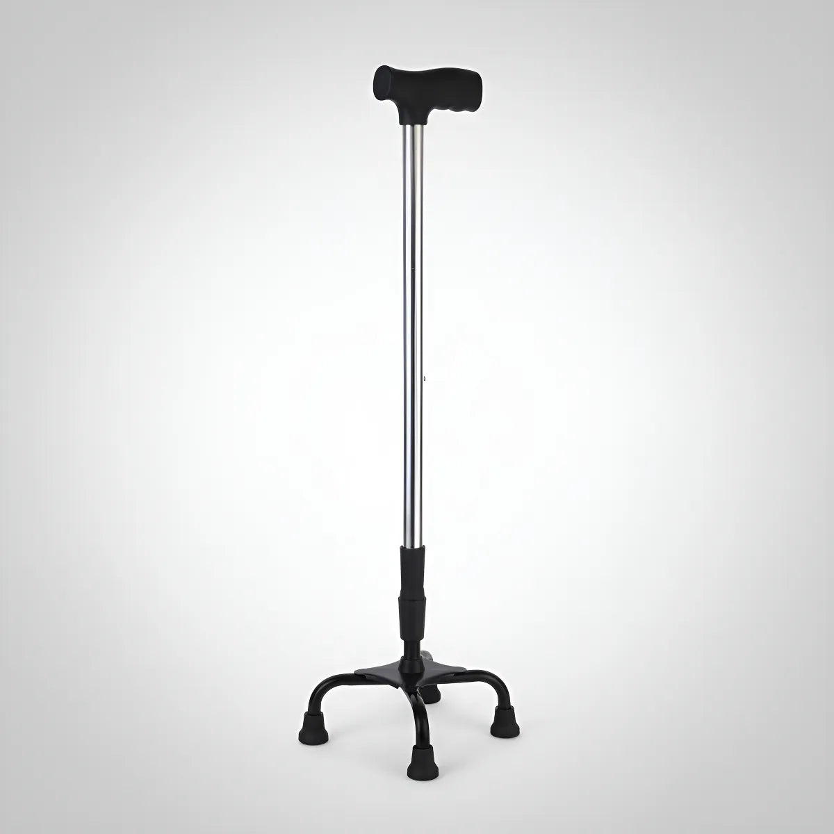 Bastón Ajustable Deltabuy Puño Alemán 4 Apoyos Aluminio Plateado