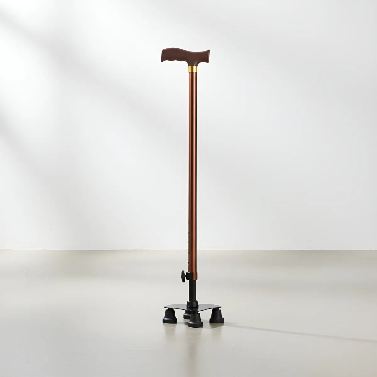 Bastón Ortopédico 4 Patas Ajustable Antideslizante Café Marrón