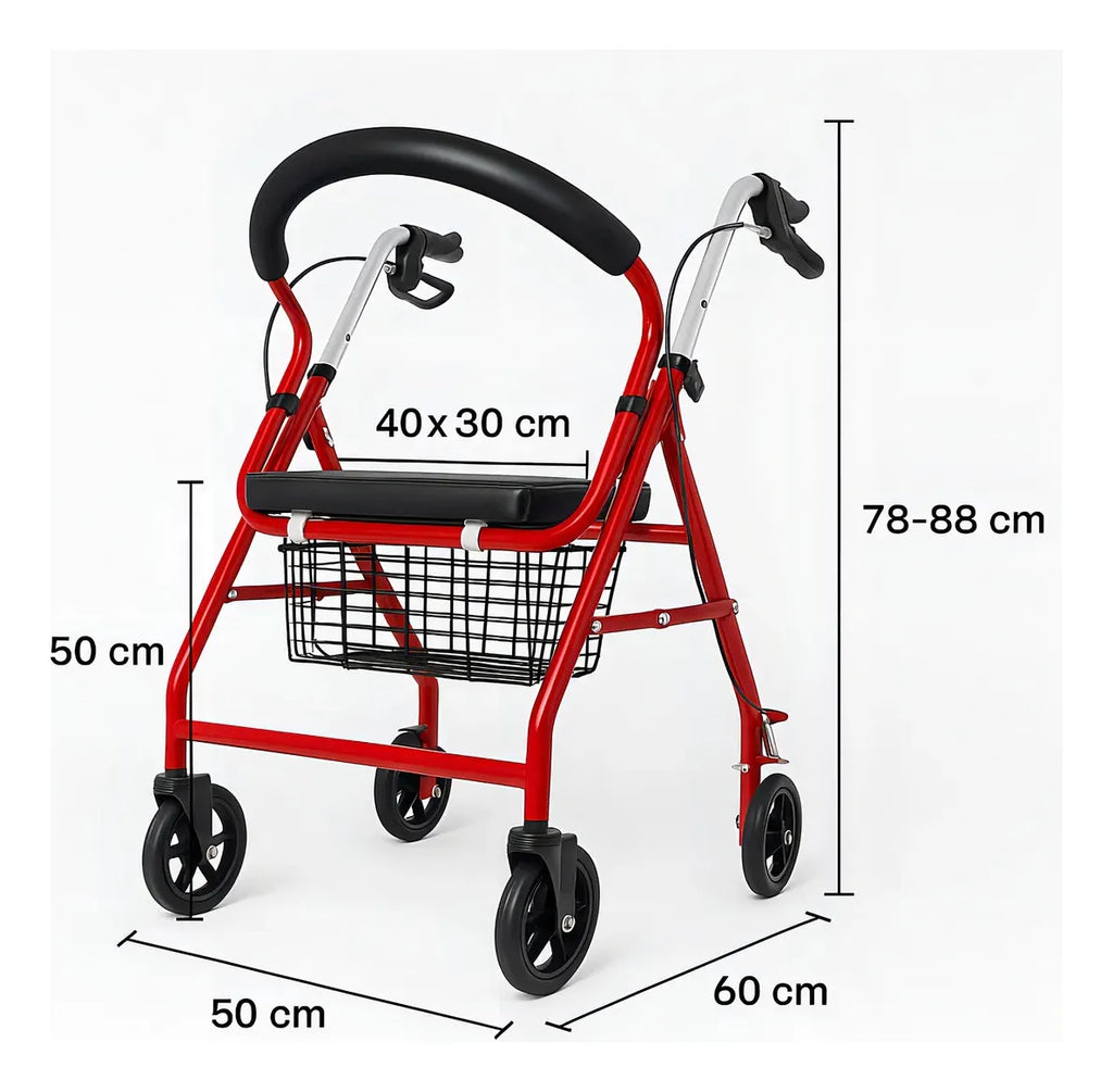 Andador Burrito Deltabuy Plegable 4 Ruedas Asiento Y Frenos