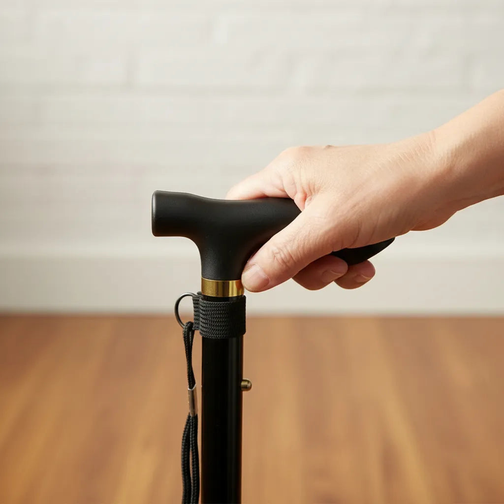 Bastón Ortopédico Plegable De Aluminio Portátil - Deltabuy Negro