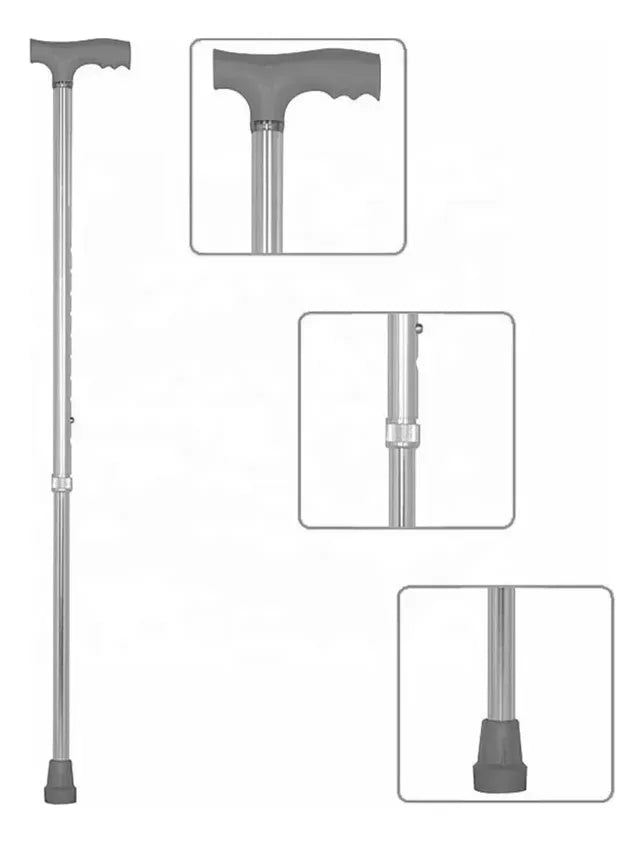 Bastón Muleta De Aluminio Resistente Y Regulable 3 Colores Negro