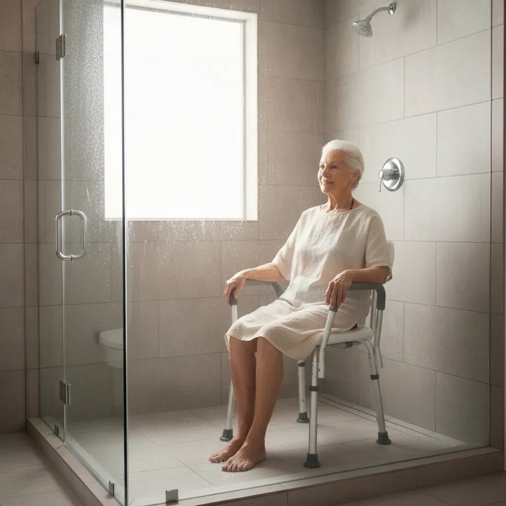 Silla Asiento Ducha Segura Con Respaldo Apoyabrazos Deltabuy