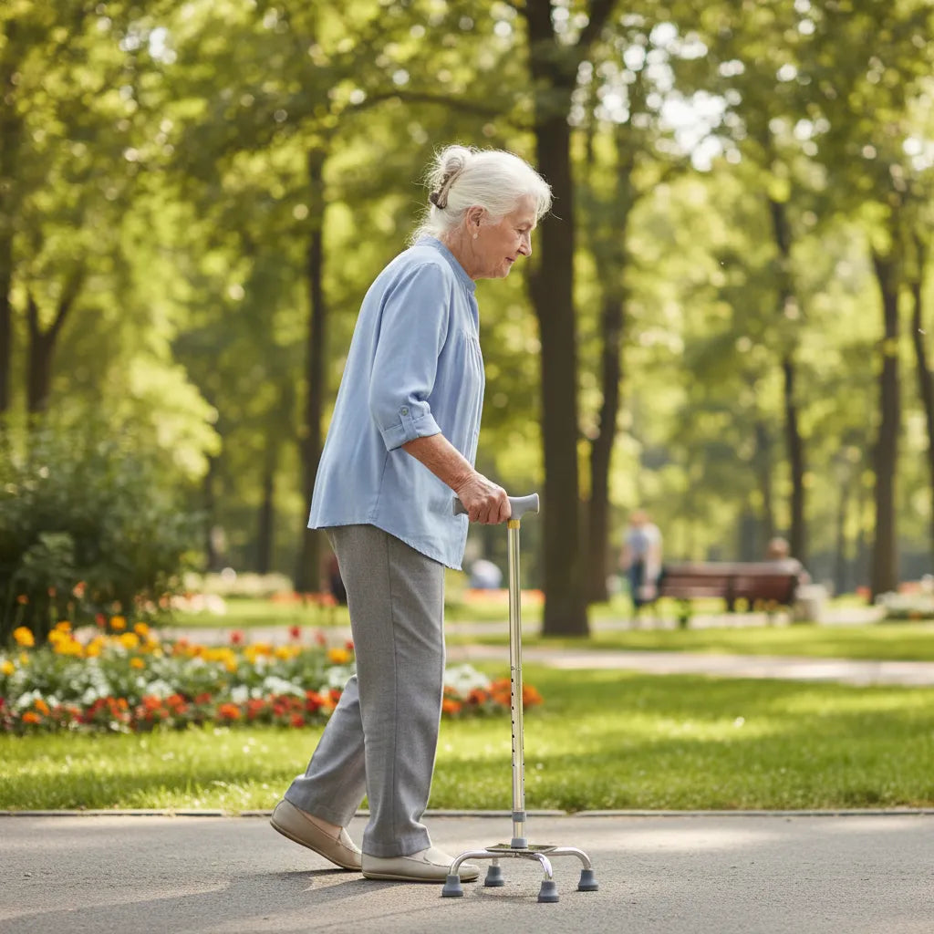 Baston 4 Patas Ortopedico Ajustable Aluminio Gris -deltabuy Gris