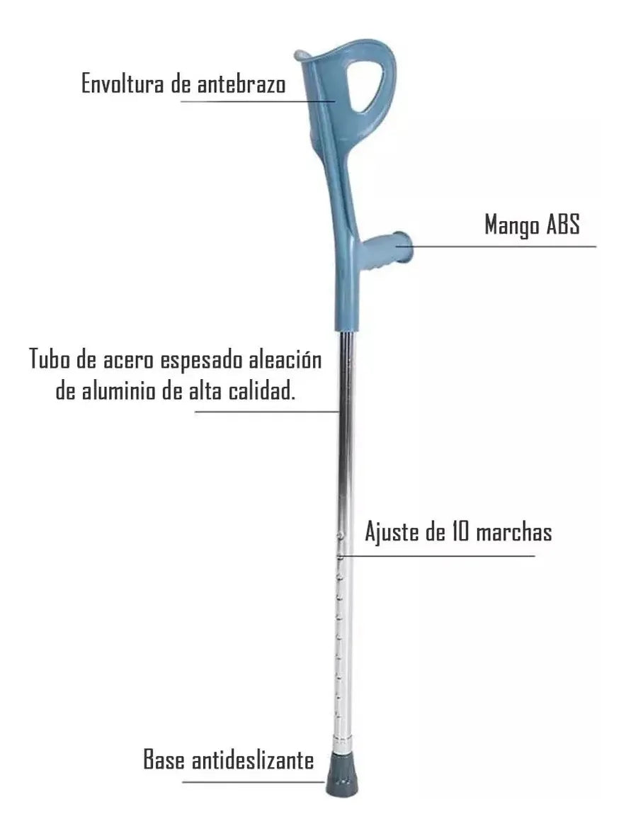2 Bastón Muleta Premium Canadiense Regulable En Altura Plateado