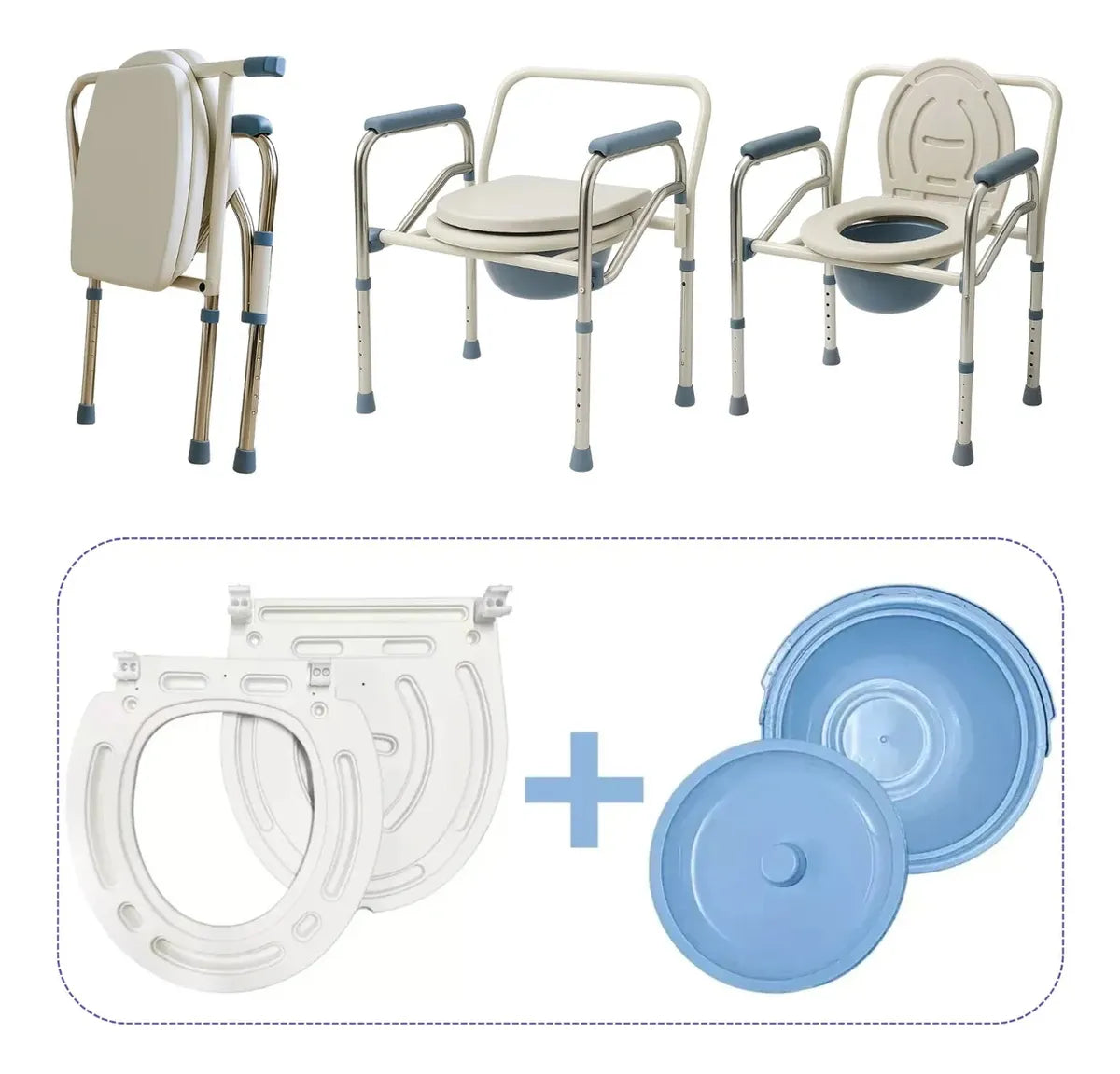 Silla Inodoro Baño Portátil Agarradera Adulto Ajustable