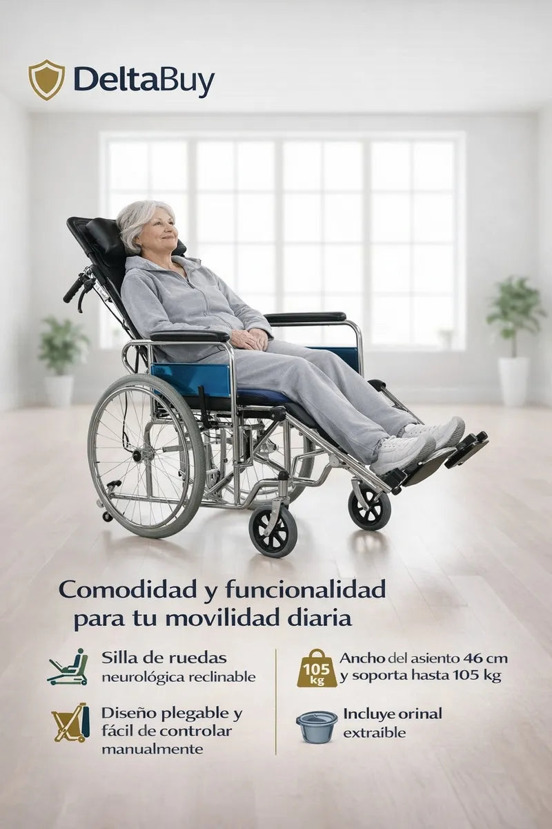 Silla De Ruedas Neurológica Reclinable Con Inodoro /deltabuy Cromado
