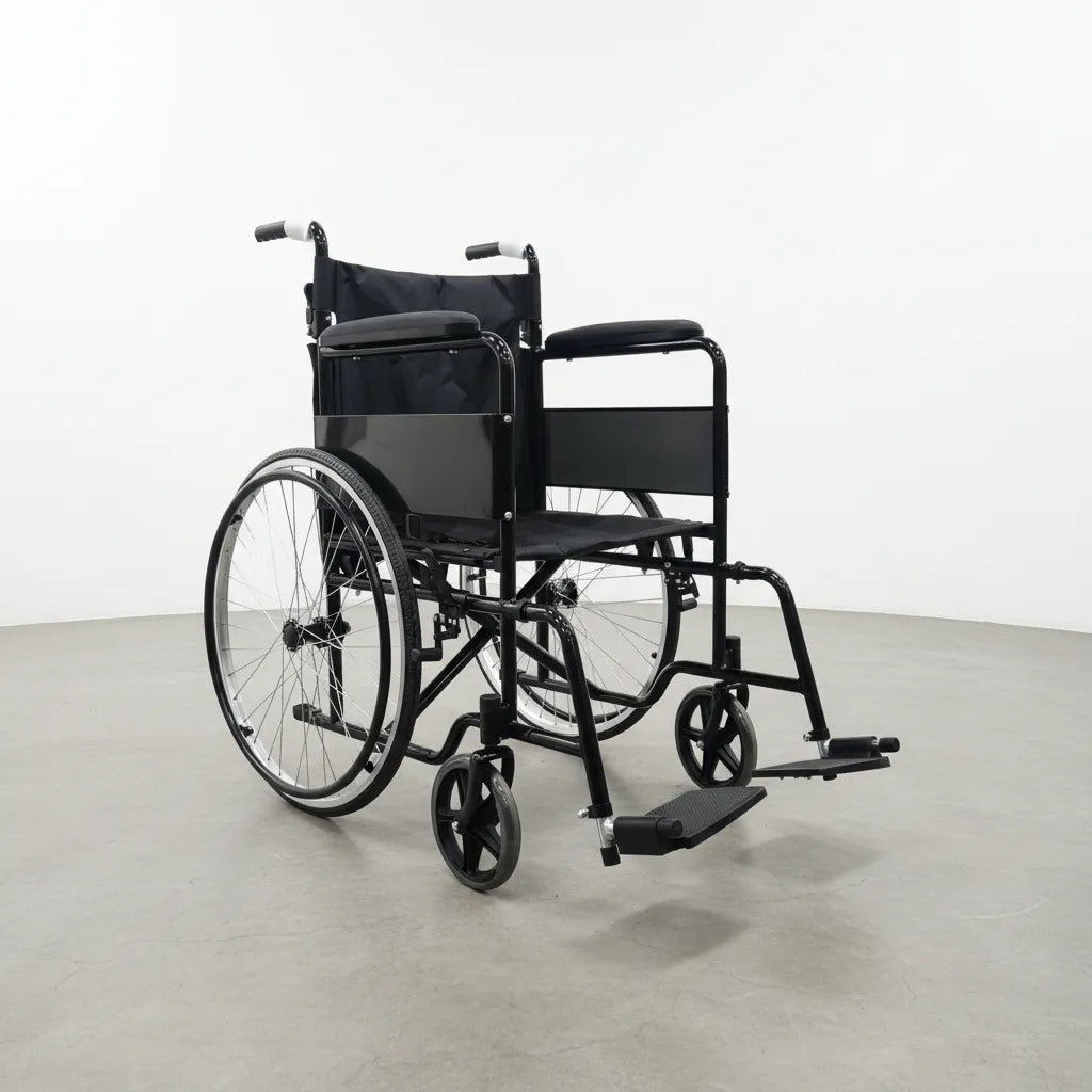 Silla De Ruedas Ligera Plegable Con Descansapies - Deltabuy Negro