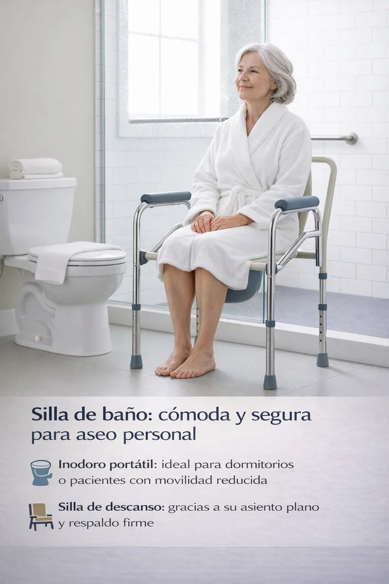 Silla Inodoro Baño Portátil Agarradera Adulto Ajustable