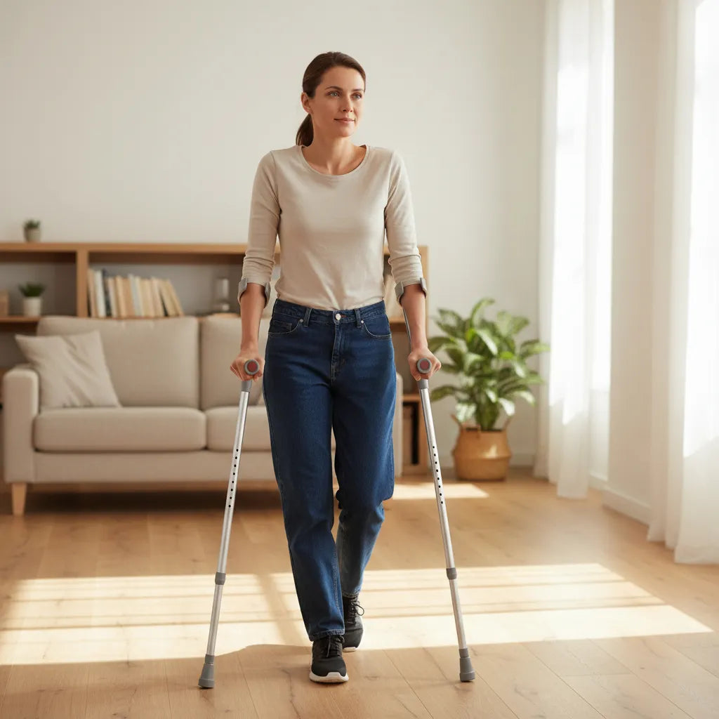 2 Bastón Ortopédico Muleta Canadiense Codera Móvil -deltabuy Plateado