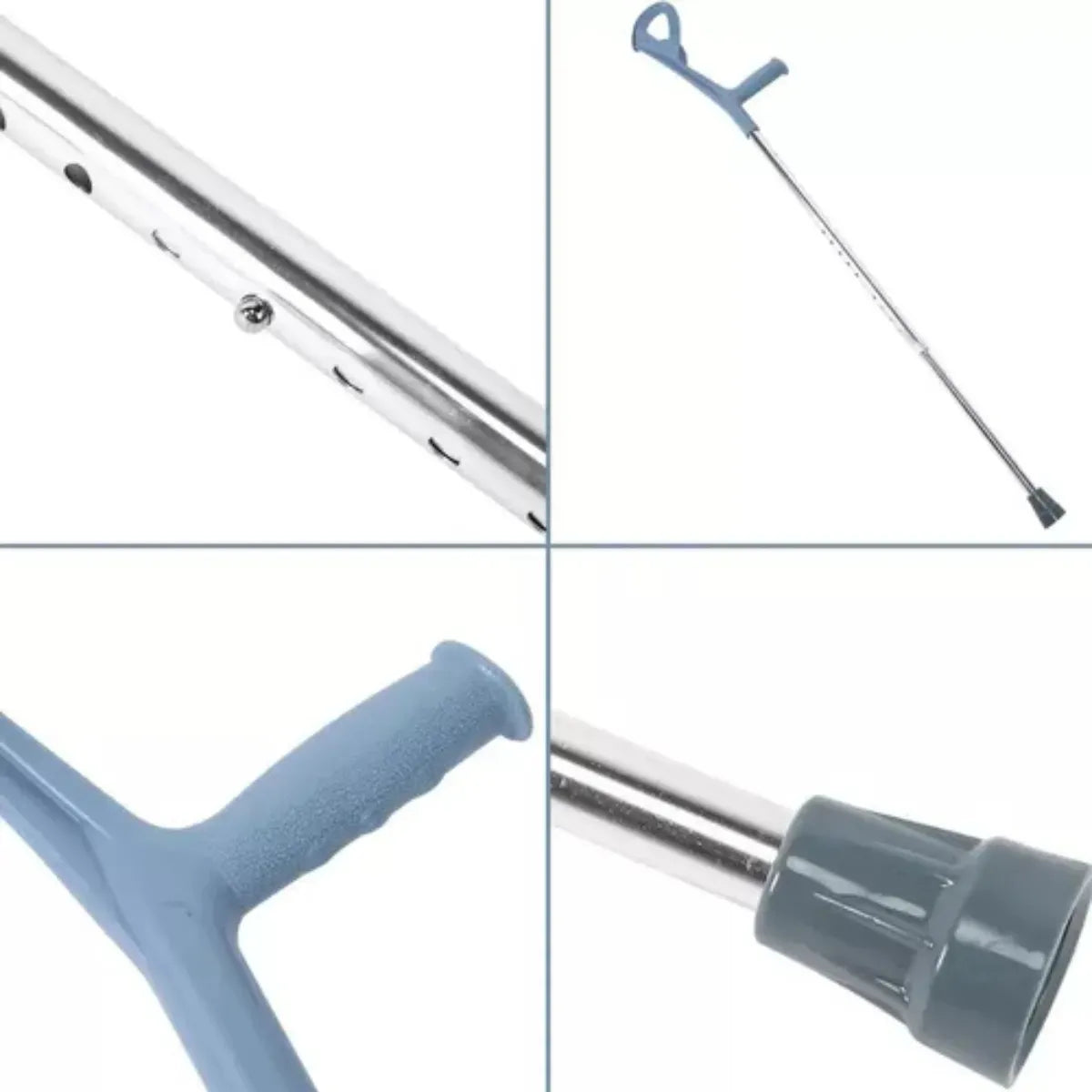 2 Bastón Muleta Premium Canadiense Regulable En Altura Plateado