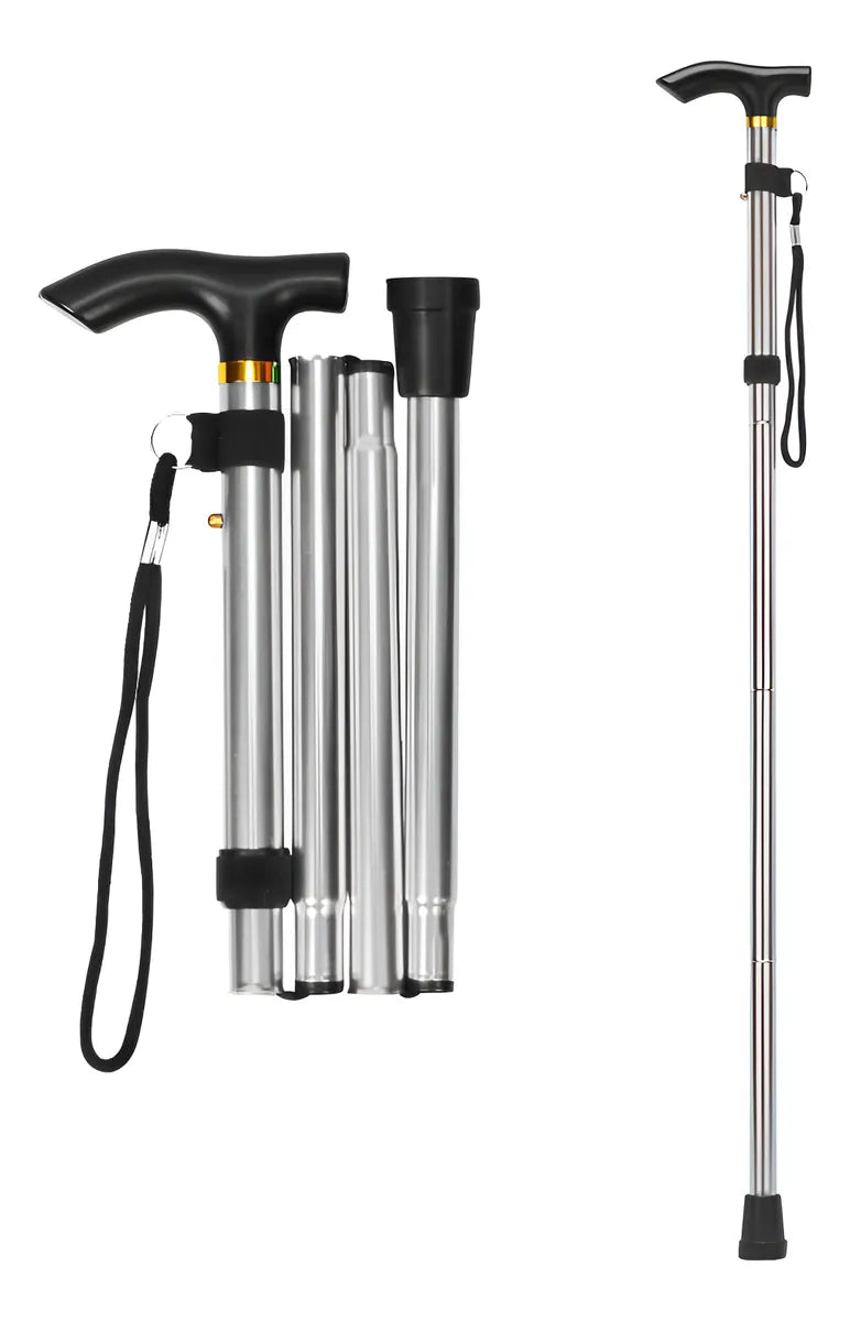 Bastón Ortopédico Plegable De Aluminio Portátil - Deltabuy Negro