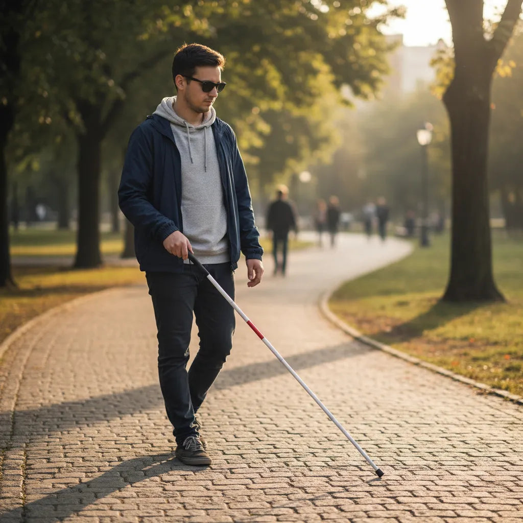 Bastón Plegable No Vidente O Ciego Blanco Aluminio -deltabuy Blanco