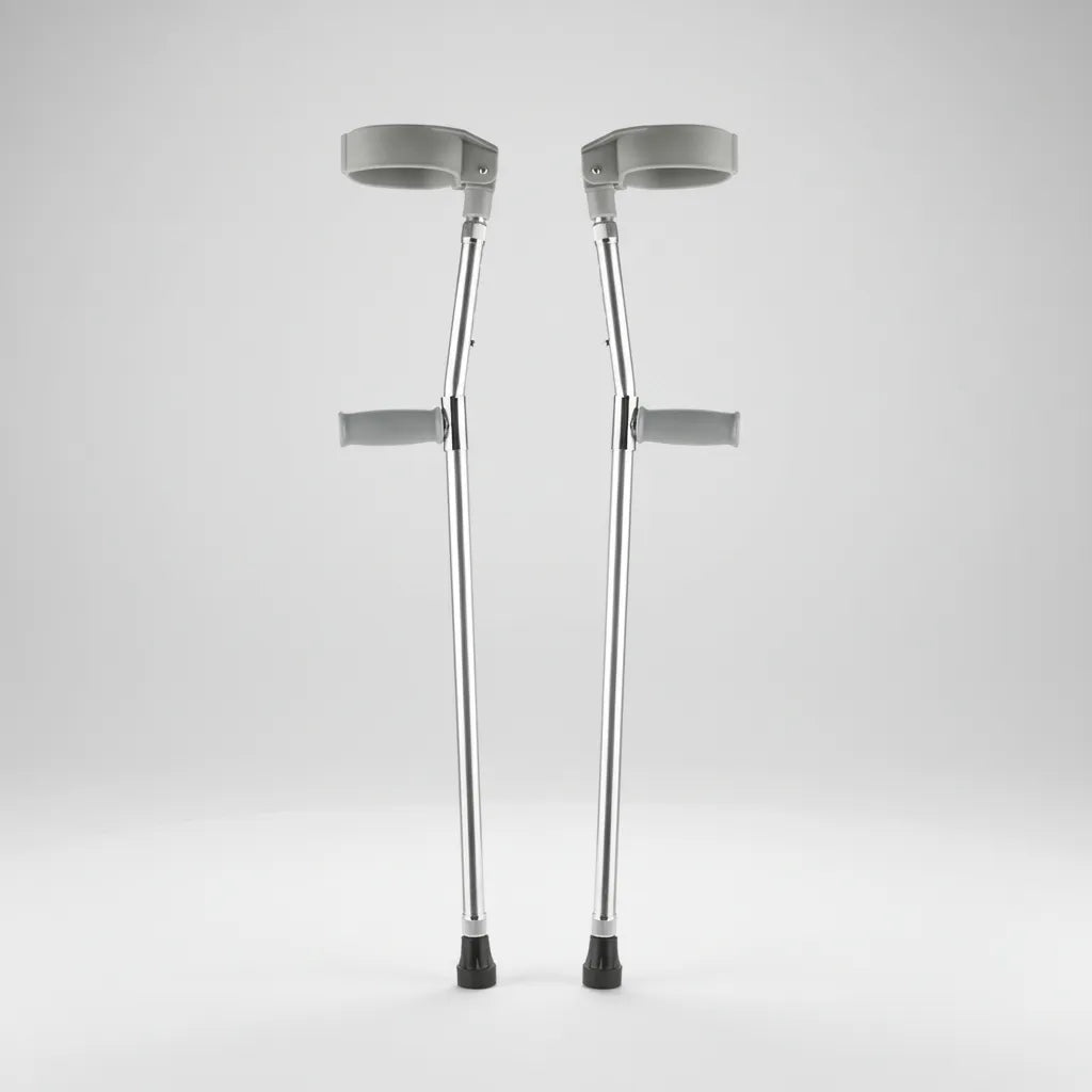 2 Bastón Ortopédico Muleta Canadiense Codera Móvil -deltabuy Plateado