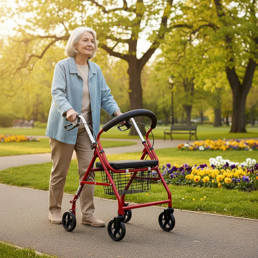 Andador Burrito Deltabuy Plegable 4 Ruedas Asiento Y Frenos