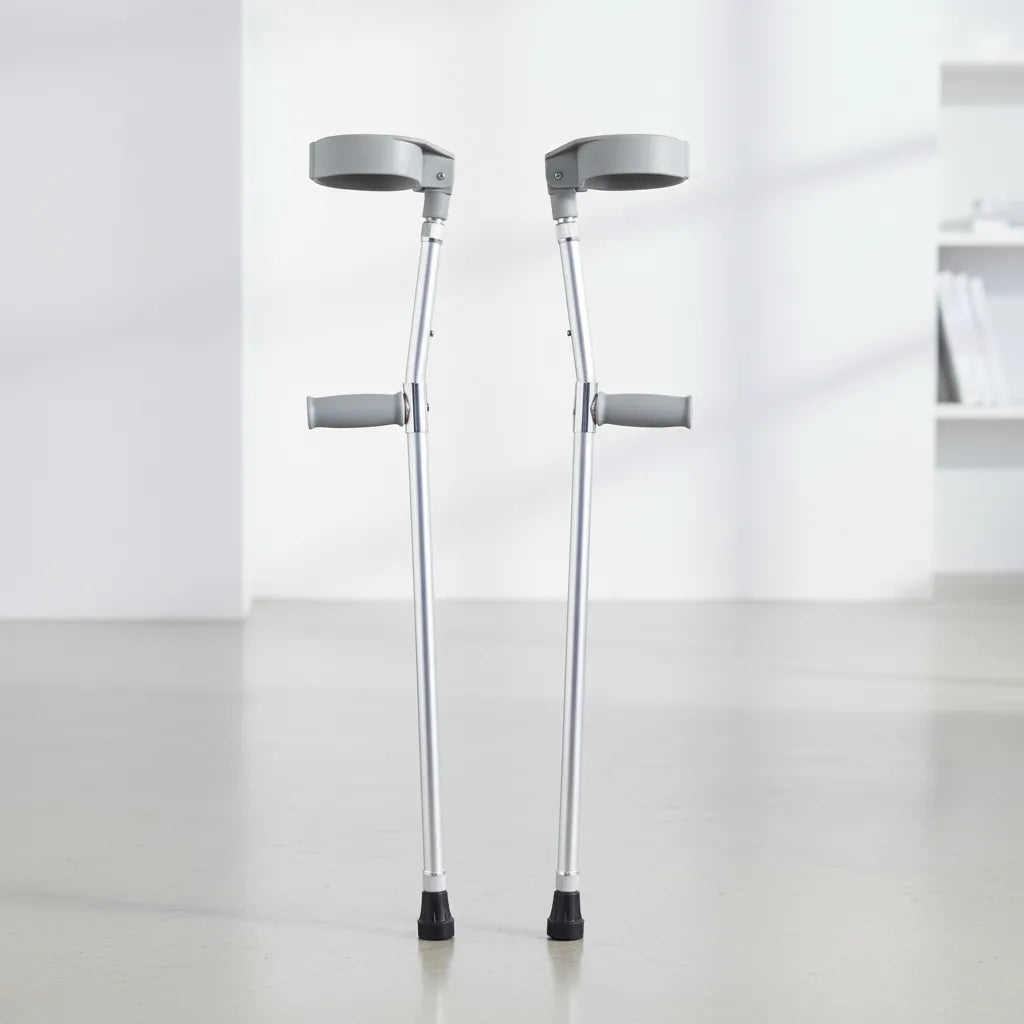 2 Bastón Ortopédico Muleta Canadiense Codera Móvil -deltabuy Plateado
