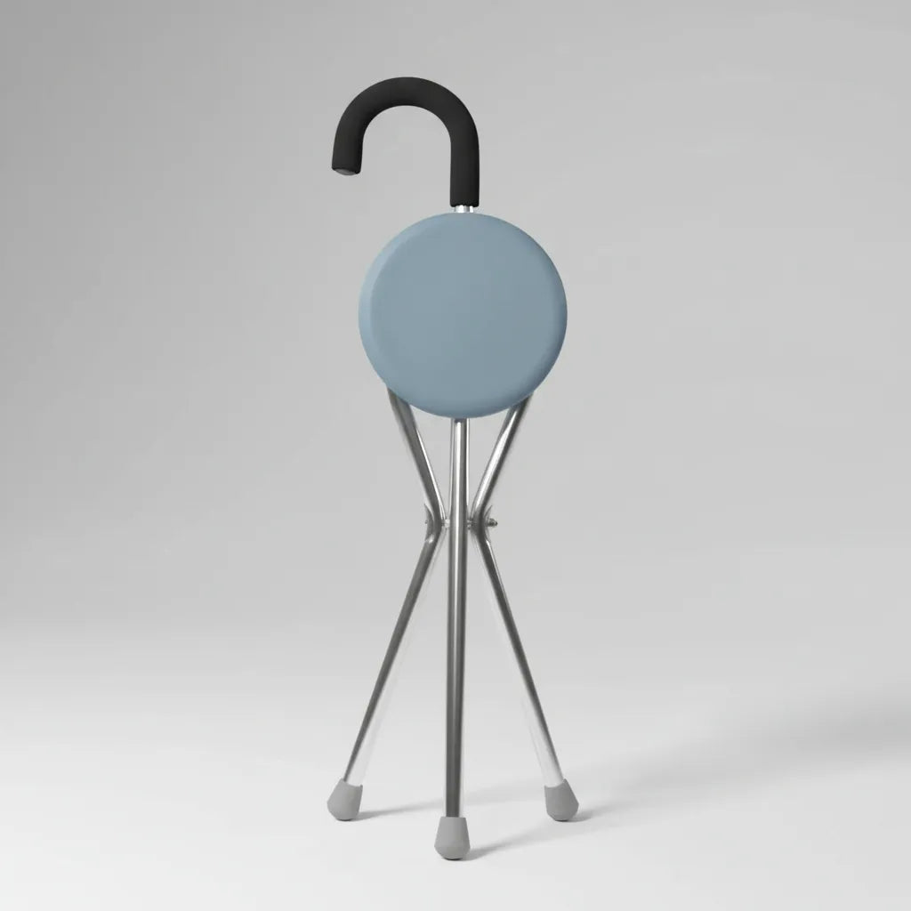 Bastón Ortopédico Plegable Con Asiento Para Adulto Mayor Azul Claro