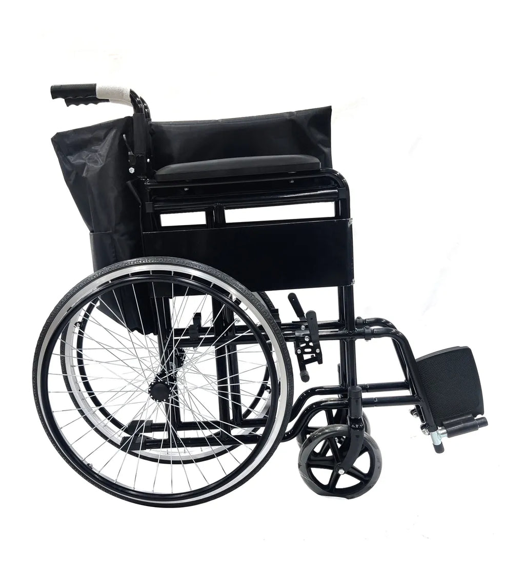Silla De Ruedas Ligera Plegable Con Descansapies - Deltabuy Negro