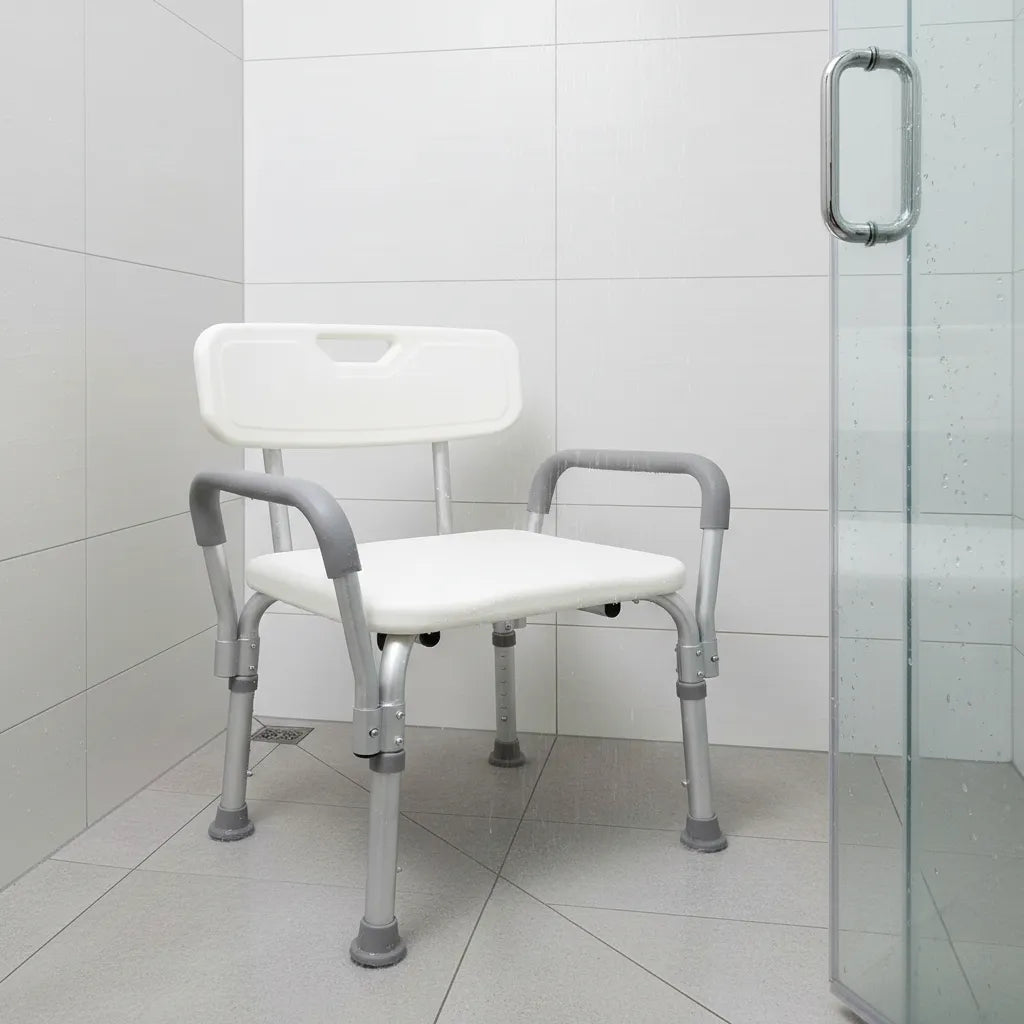 Silla Asiento Ducha Segura Con Respaldo Apoyabrazos Deltabuy