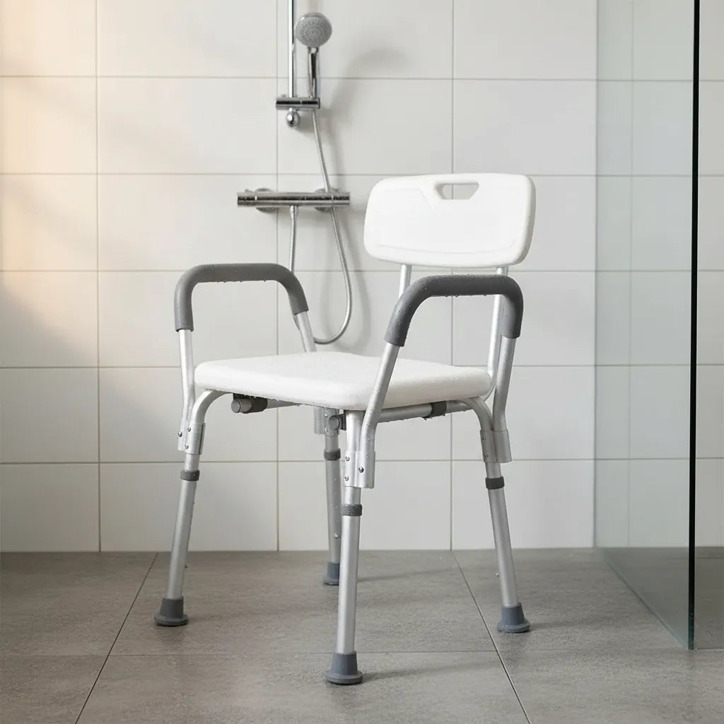 Silla Asiento Ducha Segura Con Respaldo Apoyabrazos Deltabuy