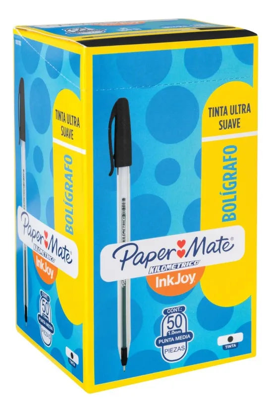 Pack 50 Bolígrafos Paper Mate Kilométrico 100U Color Negro